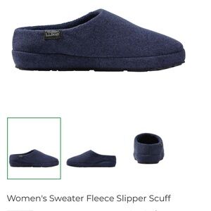 LL Bean women’s Blue Sweater Fleece Slipper Scruff Size 9